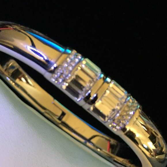 Michael Kors Gold Tone Baguette and Pave Embellished Bangle Bracelet - Picture 4 of 4